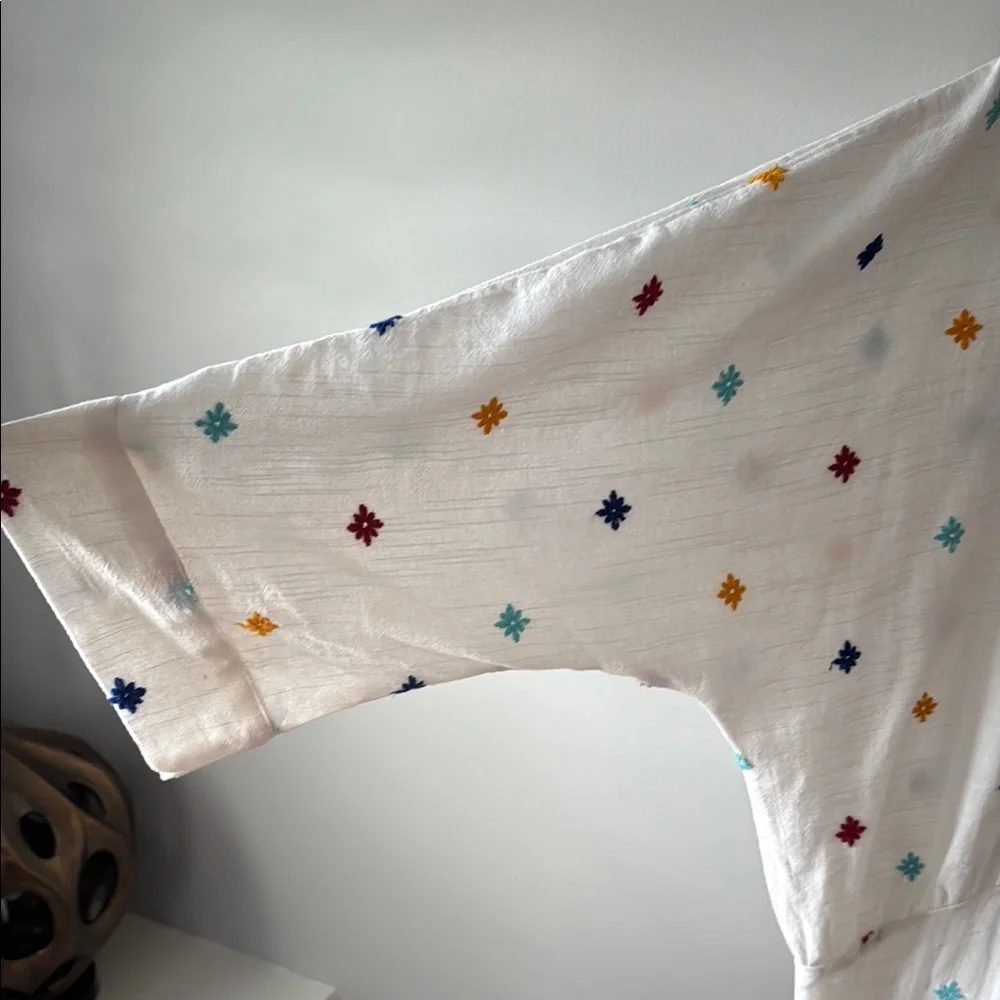 Zara Cotton Dress With Tassels/Pom Pom And Embroidery White Size XL EUC - Picture 4 of 6